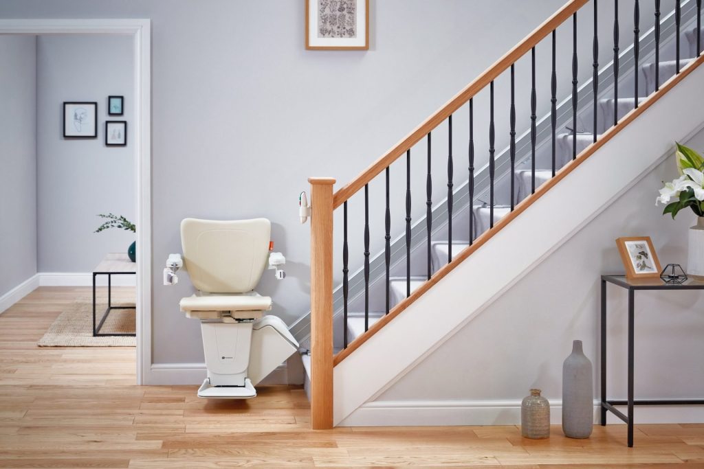 Different types of stairlifts available from Handicare. Handicare 1100 slimline design for other stair users.